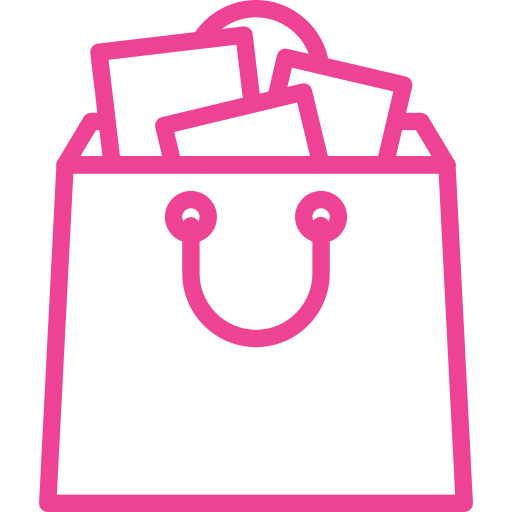 Pink Icon of a plastic bag that is full